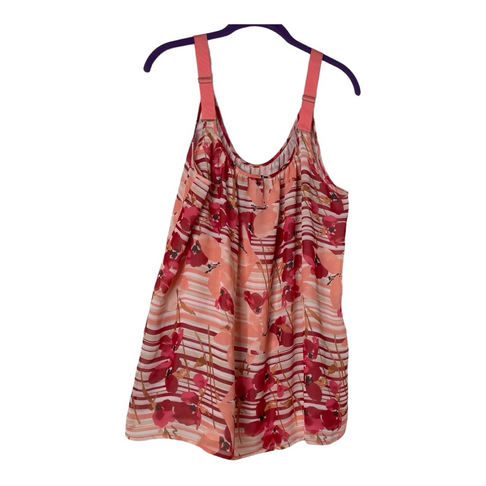 Lane Bryant Ribbon Adjustable Straps Floral Lined Tank Top Sz 18